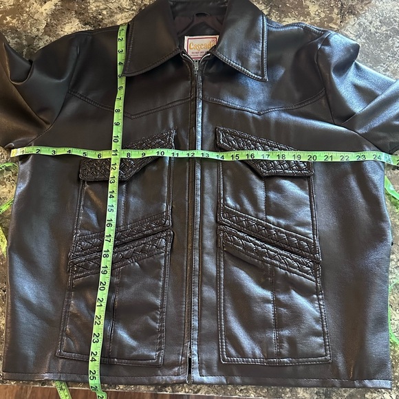 Vintage 60s Cascade Faux Brown Leather Mens Jacket - Picture 9 of 11